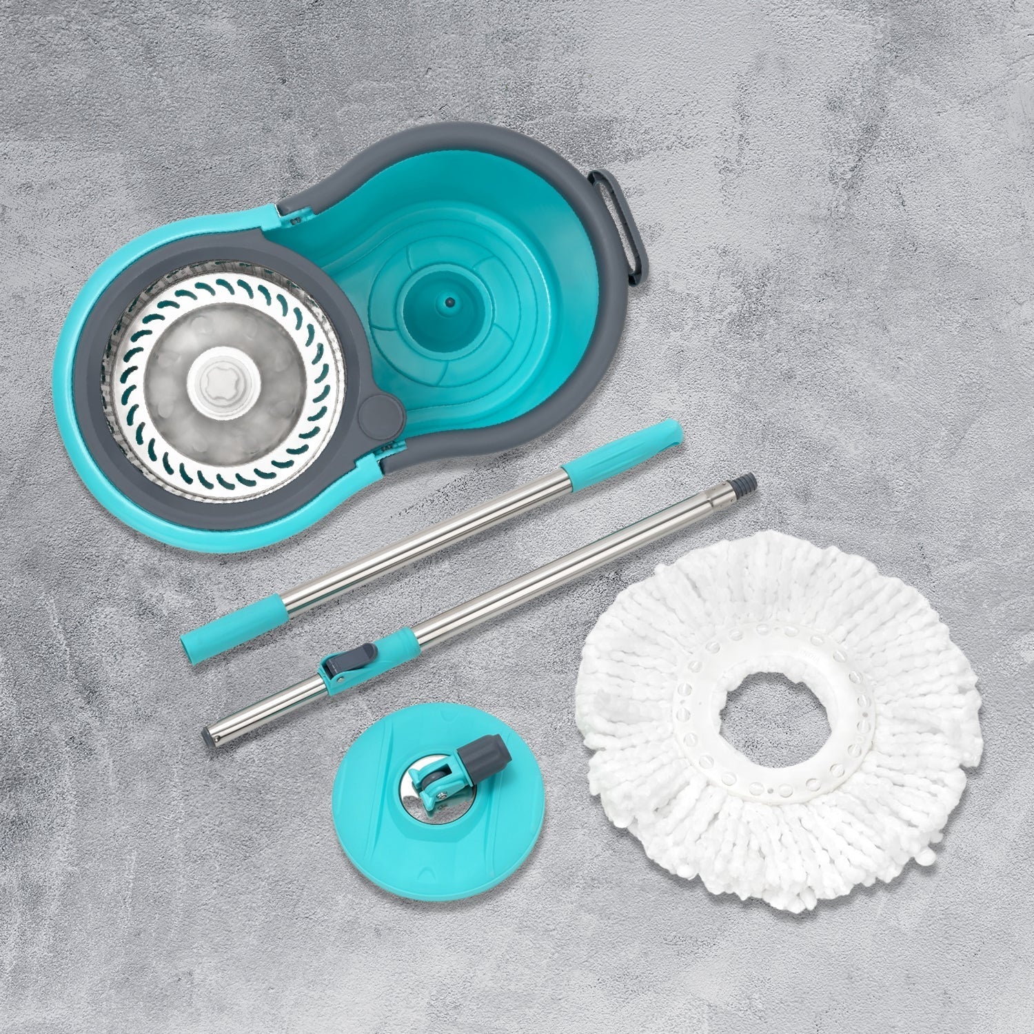 Quick spin mop with steel spin and big bucket for cleaning. Quick spin mop with steel spin and big bucket for cleaning.